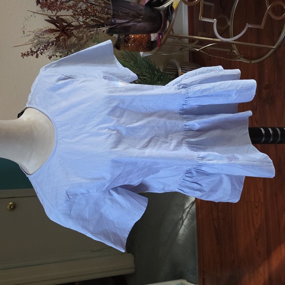 Zara Tops - Zara Blue Striped Peplum Blouse